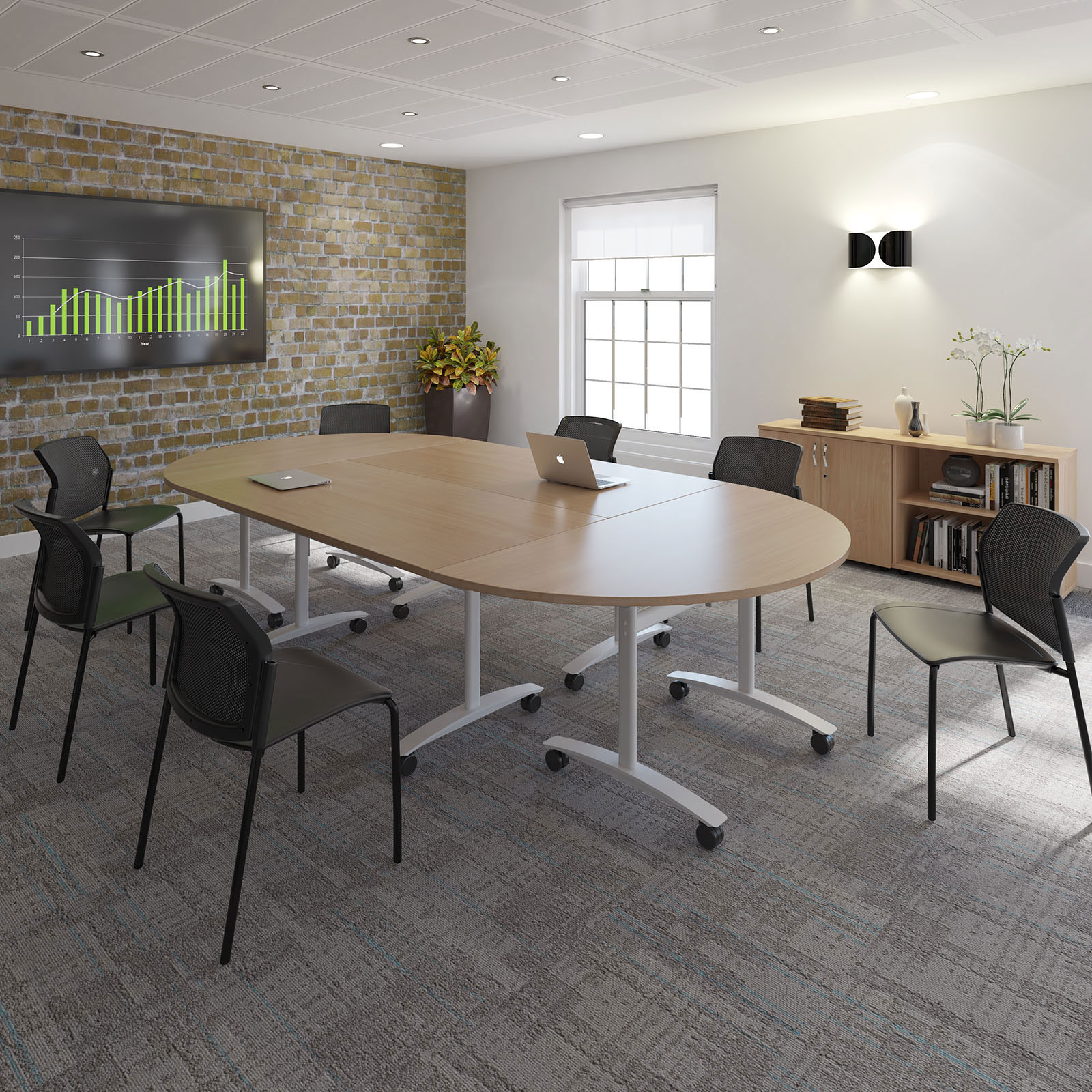 Semi Circular Deluxe Fliptop Meeting Table