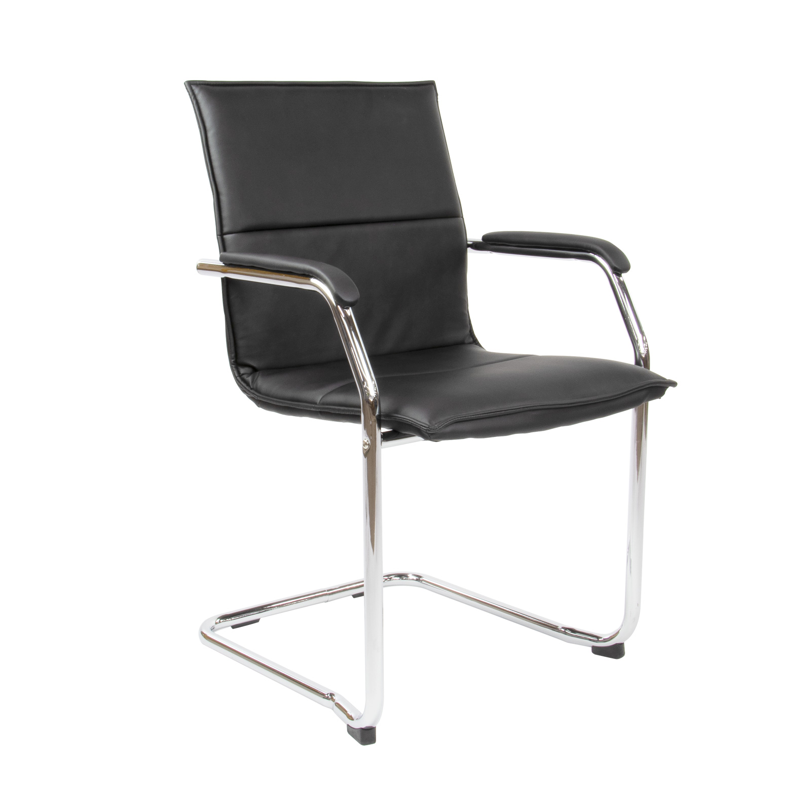 Essen Stackable Meeting Room Cantilever Chair - Black Faux Leather