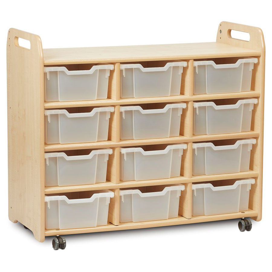 Mobile 3 Column Storage Unit + 12 Deep Trays