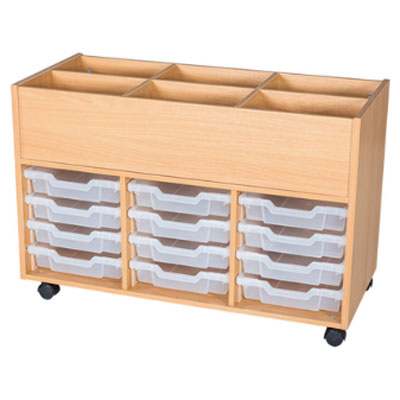 Mobile Book Trolley + 12 Trays