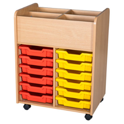 Tall Mobile Book Trolley + 12 Trays