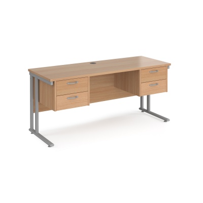 Maestro 25 Cantilever Leg Straight Desk with Two x 2 Drawer Pedestal 600mm Deep