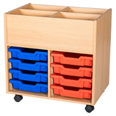 Mobile Book Trolley + 8 Trays