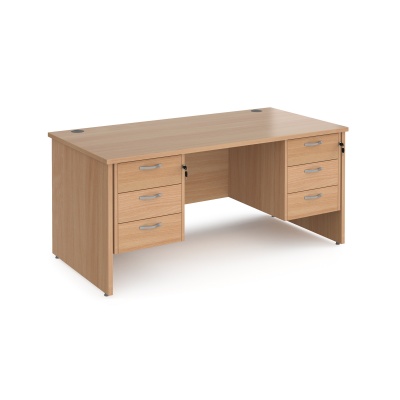 Maestro 25 Straight Desk with Two 3 Drawer Pedestals & Panel End Leg 800mm Deep