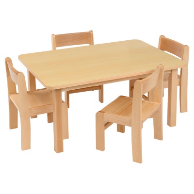 Nursery Rectangular Wooden Table (Veneer) & Chairs Package