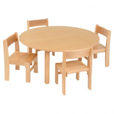 Nursery Round Wooden Table (Veneer) & Chairs Package