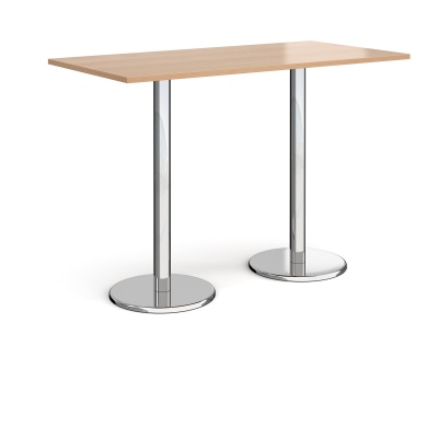 Pisa Rectangular Poseur Table with Round Chrome Bases
