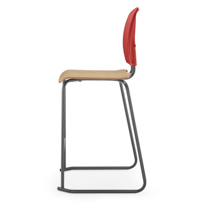 SE Curve School Stool + Backrest + Wooden Seat
