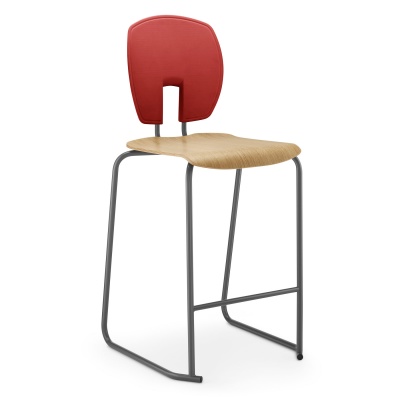 SE Curve School Stool + Backrest + Wooden Seat