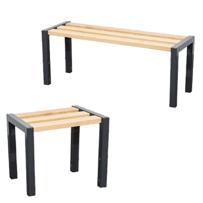 Single Sided Cloakroom Bench - Black