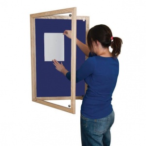 Wooden Lockable Premier Felt School Noticeboard