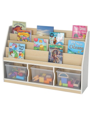 Thrifty 3 Compartment Book Storage + 3 Clear Trays
