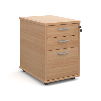 Tall Mobile 3 Drawer Pedestal with Silver Handles